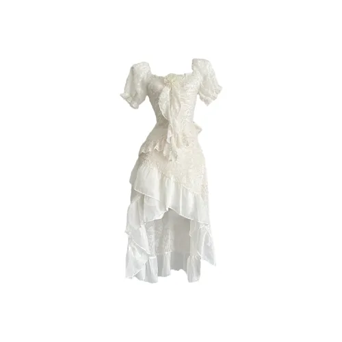 OSQ Short Sleeved Dresses Women's Apricot