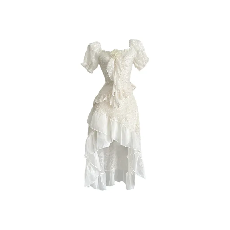 OSQ Short Sleeved Dresses Women's Apricot-0