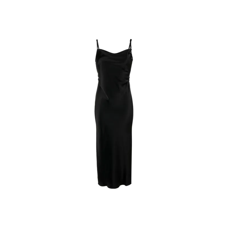 NANUSHKA Fiore Square Neck Satin Midi Dress-0