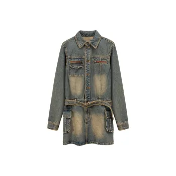 NO ONE ELSE Long Sleeved Dresses Women's Denim Blue