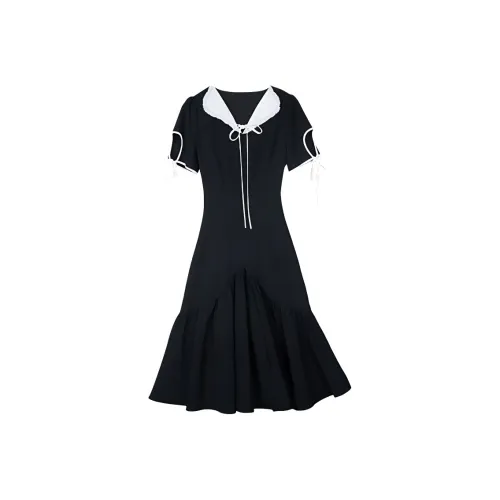 ANNECHEN Short Sleeved Dress Women's Starburst Black