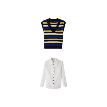 PSALTER Knitted Vest Casual Suit Women's Dark Blue
