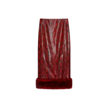 GIVENCHY FW24 Leather Long Skirt Women's Burgundy