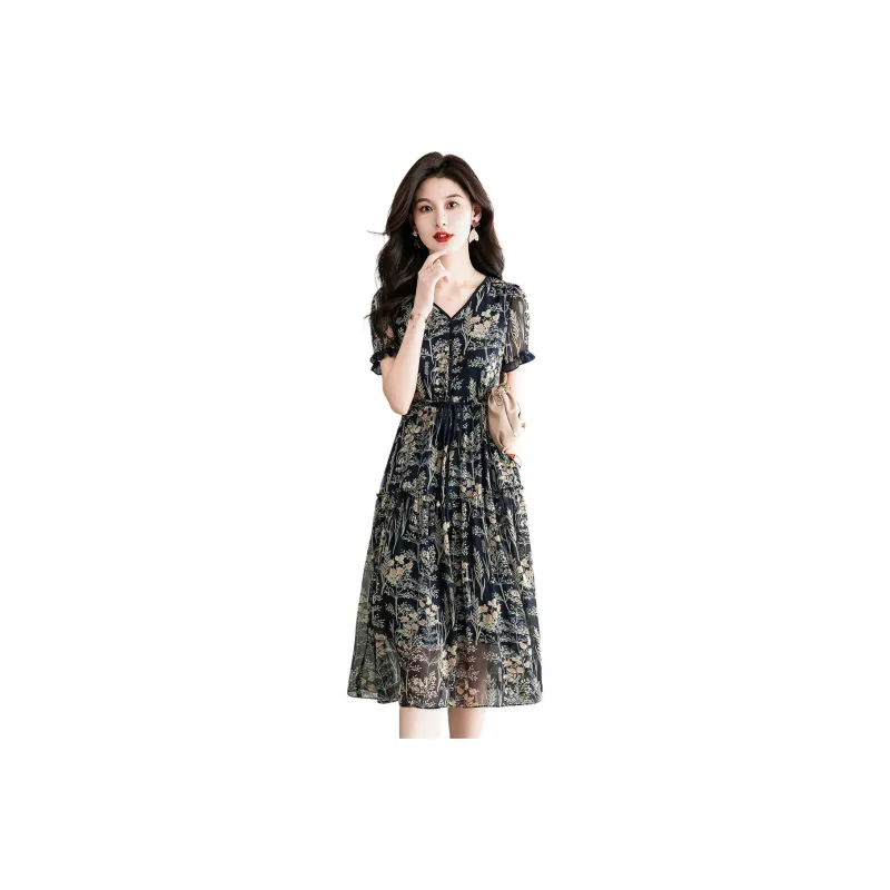 Mylan Short Sleeved Dress Women's Navy Blue-0