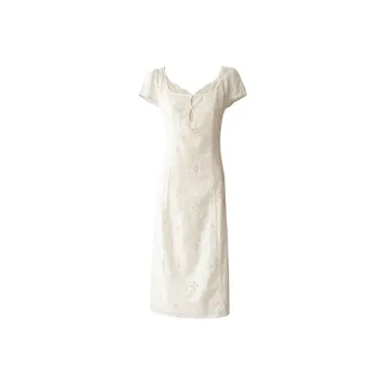 PAZZO Short Sleeved Dress Women's Beige Apricot