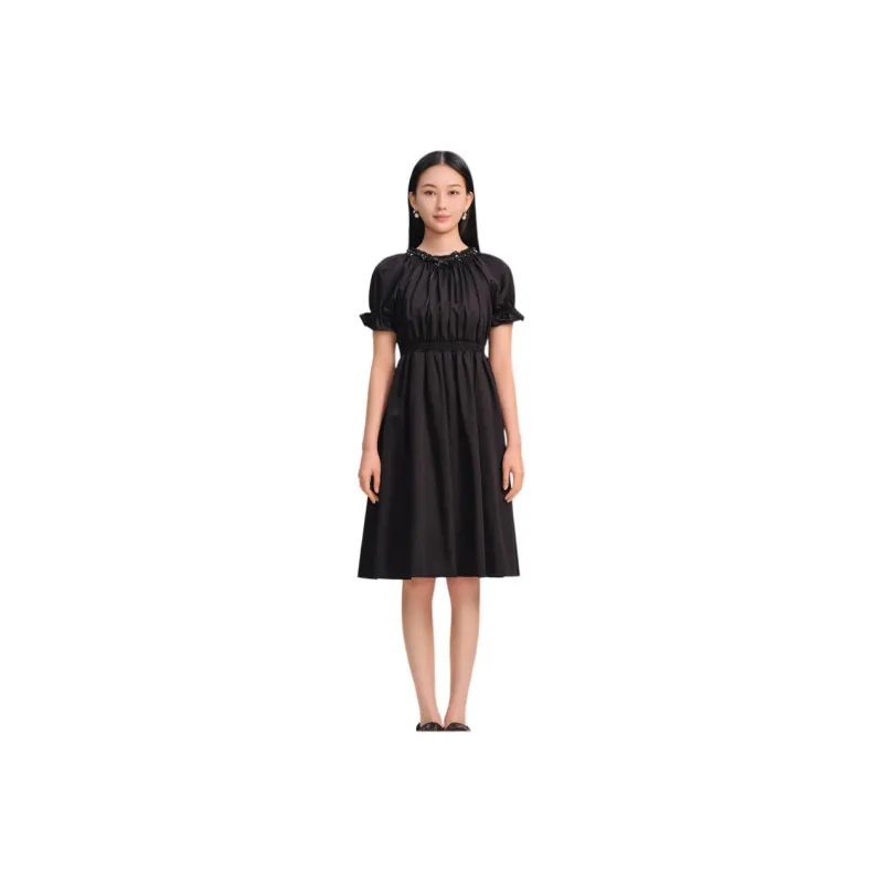 Blood Glitter Short-Sleeved Dresses Women's Black-0