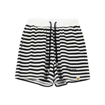 B.Duck Casual Shorts Women's Black White Stripes