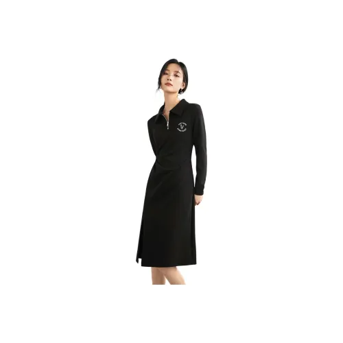 Mo Han Yi Mei Long Sleeved Dresses Women's Black