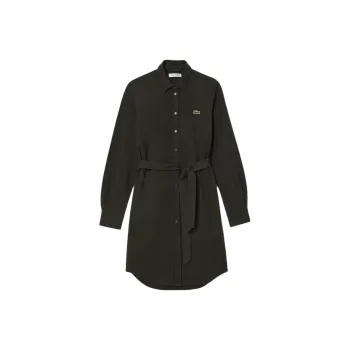 LACOSTE Long Sleeved Dress Women's Dark Khaki Green