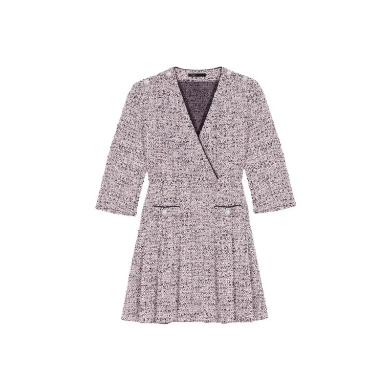 Maje V-neck Tweed Minidress-0