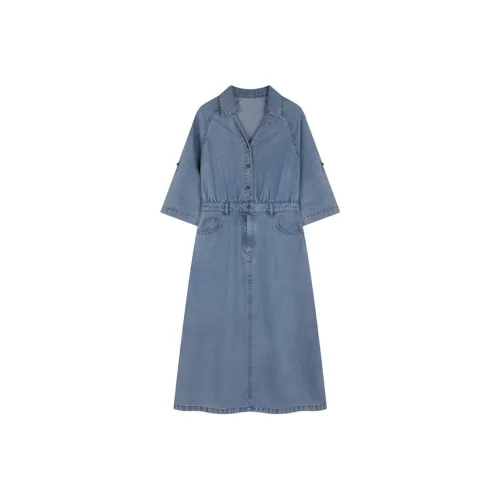 IHIMI Short Sleeved Dress Women's Light Blue