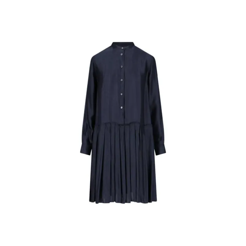 ASPESI Long Sleeved Dress Women's Marine Blue-0