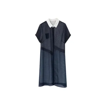 Mapping Short Sleeved Dresses Women's Navy Blue