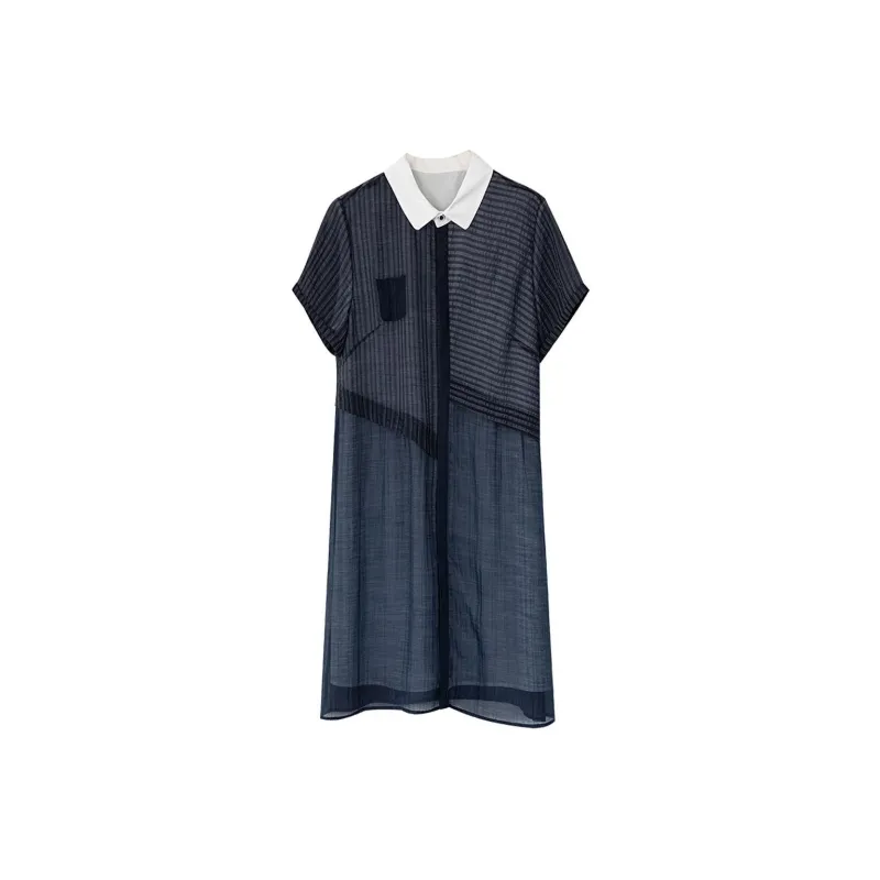 Mapping Short Sleeved Dresses Women's Navy Blue-0