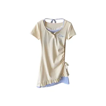 GLEE DIARY Short Sleeved Dress Women's Yellow