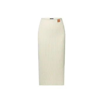 Lv Ribbed Knit Slit Skirt