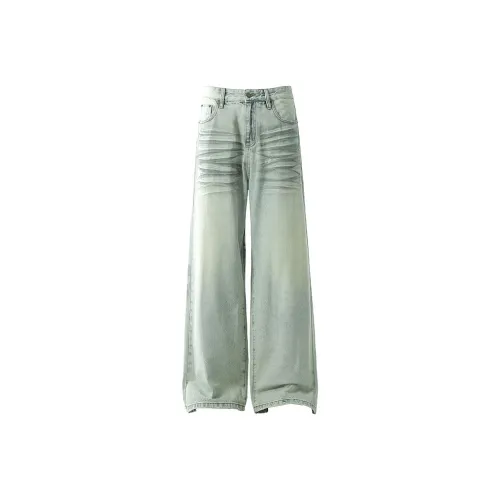 YUZHAOLIN Loose Fit Straight Fit Pants Unisex Nostalgic Blue