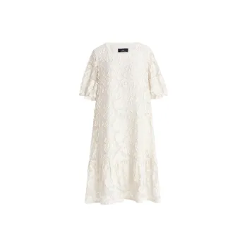 AUM Short Sleeved Dress Women's White Mother Of Pearl