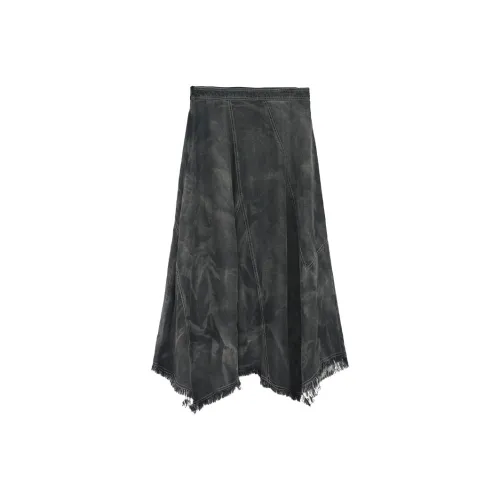 IT'REAL SS25 Denim Long Skirt Women's Dark Gray