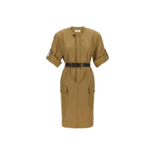 SAINT LAURENT Short-Sleeved Dresses Women's Beige