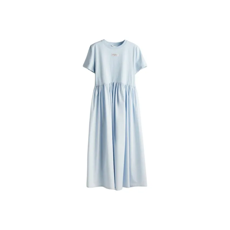 H&M Short Sleeved Dress Women's Light Blue-0