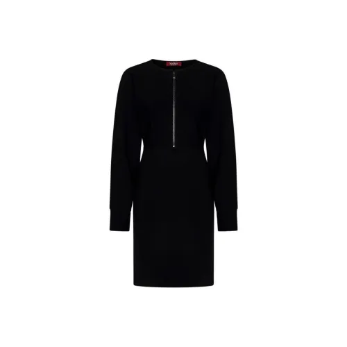 MaxMara Studio Zip Detailed Crewneck Long-Sleeved Dress