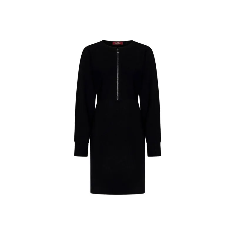 MaxMara Studio Zip Detailed Crewneck Long Sleeved Dress-0