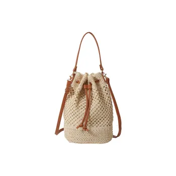 WXRX Woven Crossbody One Shoulder Handbag Women's Ecru/Khaki