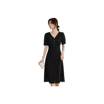 Still Quiet Short Sleeved Dresses Women's Black
