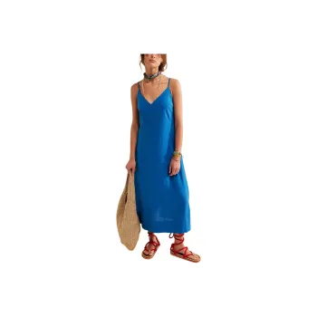 FREE PEOPLE Emmers Linen Midi Slip Dresses Women's Lake Victoria/Victoria Lake Color