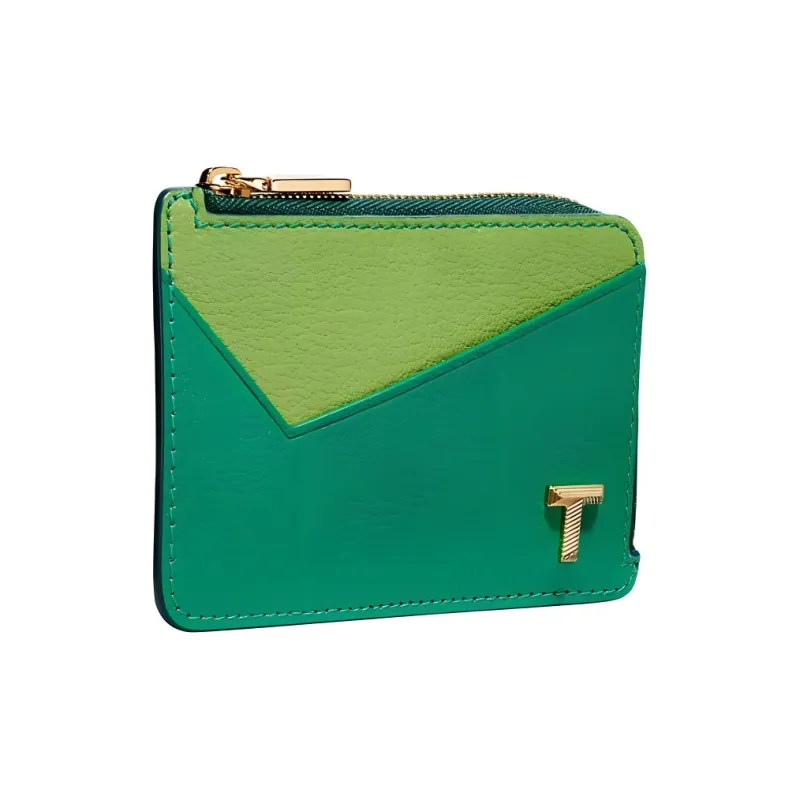 TIFFANY & CO. Tiffany T Goatskin Card Holder Women's Emerald Green-1