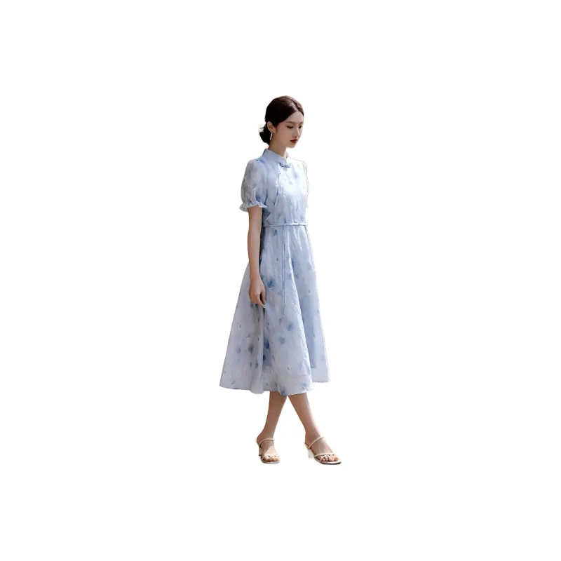 XWI Short Sleeved Dress Women's Sky Blue-0