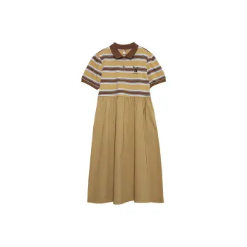 MUGUOGUOMU Short Sleeved Dresses Women's Ginger Yellow