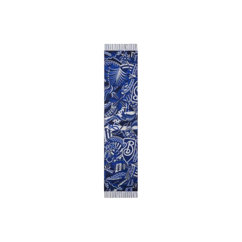 Burberry Cashmere Knit Scarves Women's Blue-0