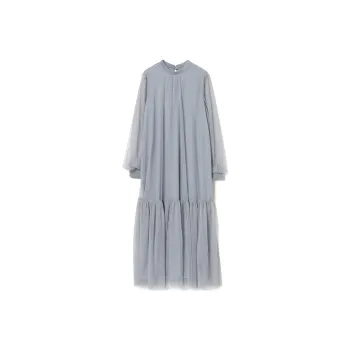 Beams Long Sleeved Dress Women's Gray Blue