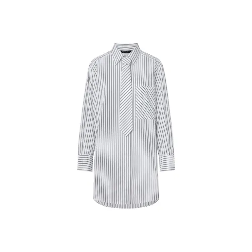 MO&CO Long-Sleeved Dresses Women's Black White Stripes