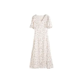 Hang Yi Court Short Sleeved Dress Women's Ecru