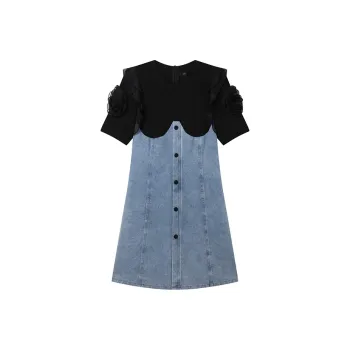 LOUISY AO Short Sleeved Dresses Women's Blue & Black