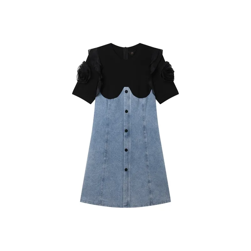 LOUISY AO Short Sleeved Dresses Women's Blue & Black-0