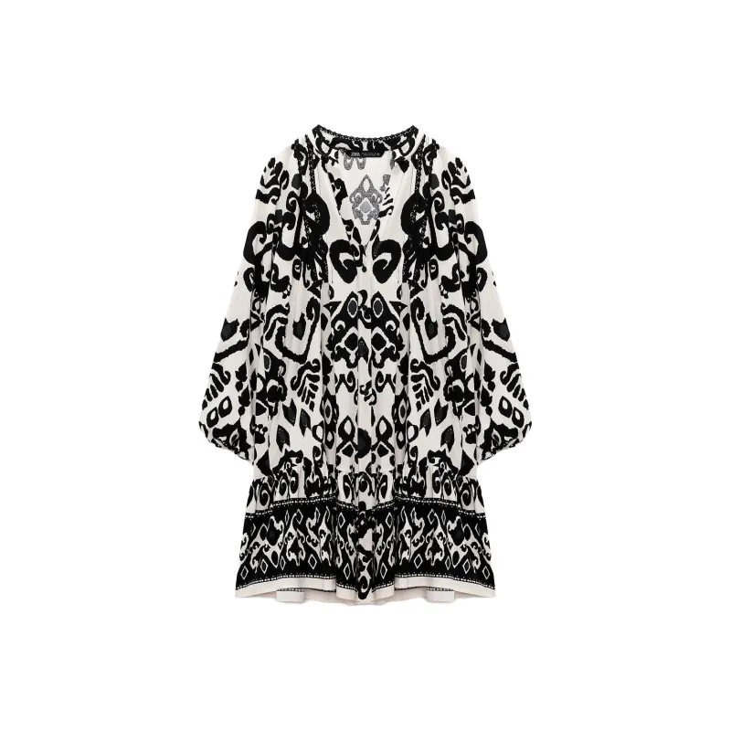 ZARA Long-Sleeved Dresses Women's Orange-0