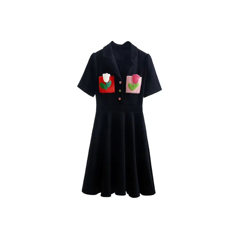 Cypress House Short Sleeved Dress Women's Black-0