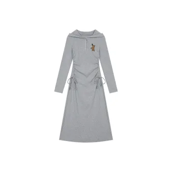 ELF SACK Long Sleeved Dress Women's Bear Gray