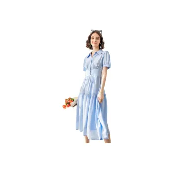 Famanxuan Short Sleeved Dress Women's Ice Blue
