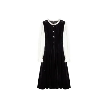 XIANGYING Long Sleeved Dresses Women's Black