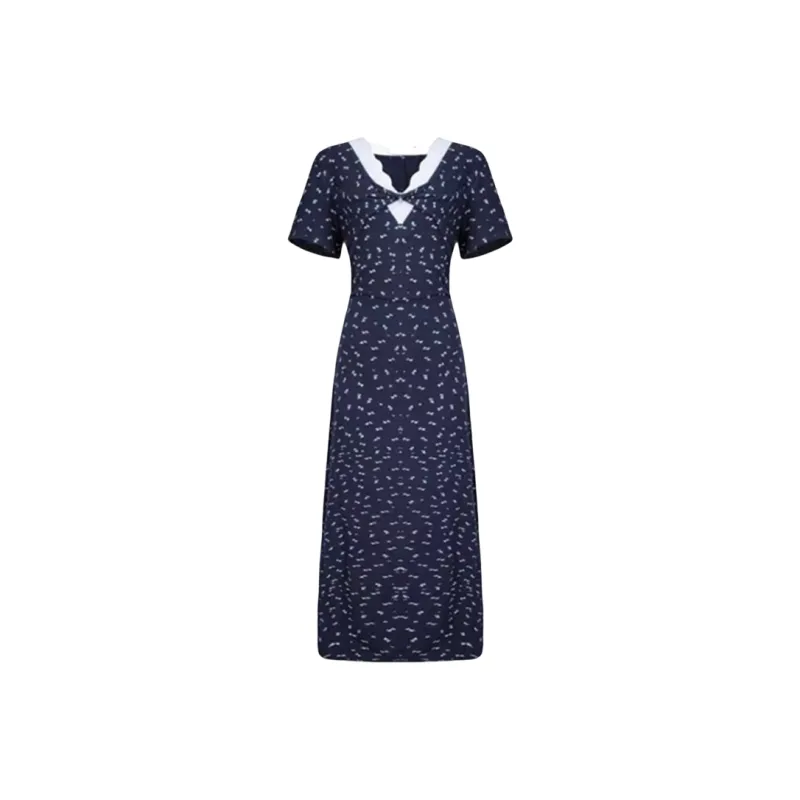 AFGGD Short Sleeved Dress Women's Blue-0