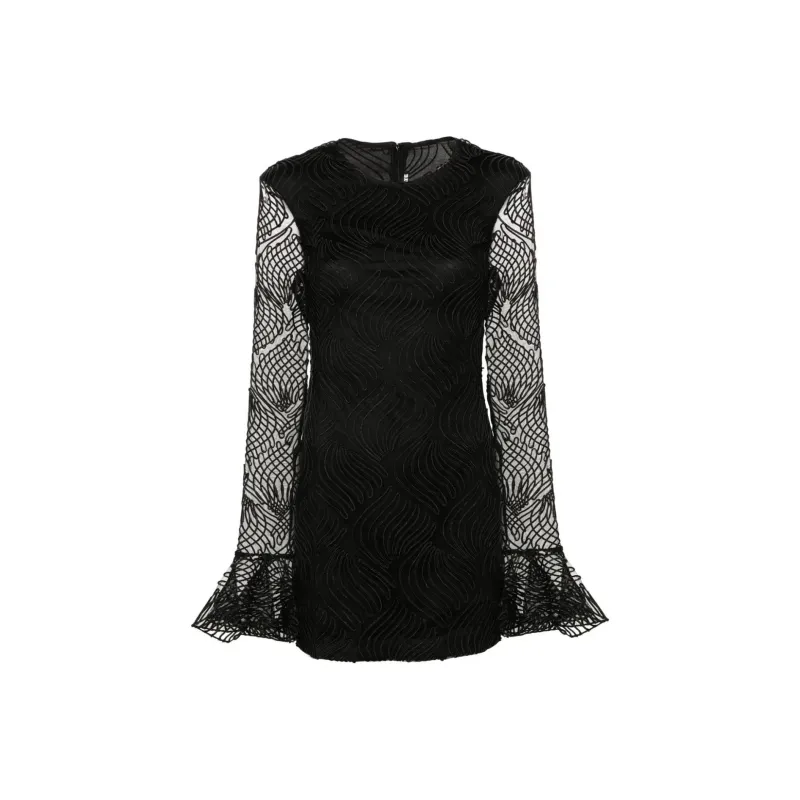 Rotate Birger Christensen Shiny Flounce Mini Dress-0