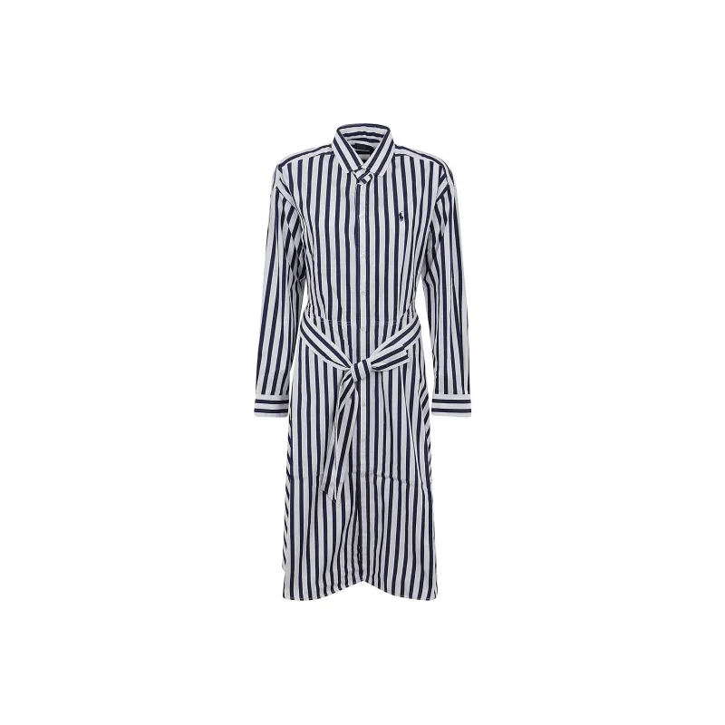 Polo Ralph Lauren Striped Tie Waisted Shirt Dress-0