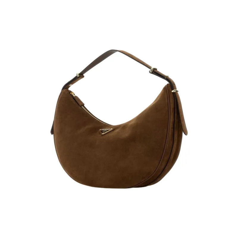 PRADA Calfskin One Shoulder Handbag Tubas Women's Cocoa-1