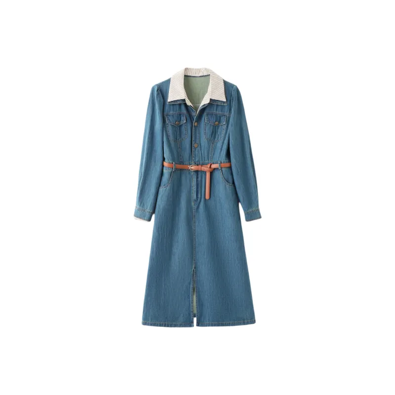 PIERRE CARDIN Long Sleeved Dresses Women's Denim-0
