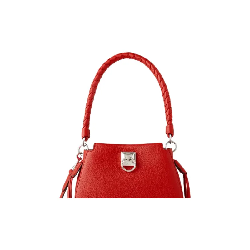 Mulberry Grained Calfskin Crescent Bag Shoulder Bag Crossbody Bag Handbag Mini Women's Red-2